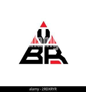 Logo VBR triangolare a lettera con forma triangolare. Monogramma di design con logo triangolare VBR. Modello con logo vettoriale triangolare VBR di colore rosso. VBR triangul Illustrazione Vettoriale