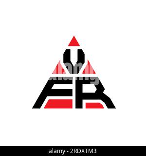 Logo VFR a lettere triangolari con forma triangolare. Monogramma di design con logo triangolare VFR. Modello con logo vettoriale triangolare VFR di colore rosso. VFR triangul Illustrazione Vettoriale