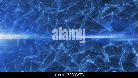 Linee di energia blu astratto e triangoli plesso triangolazione scientifica futuristica high tech background. Foto Stock