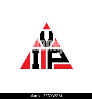 Logo VIP triangolare a lettera con forma triangolare. Monogramma del logo VIP Triangle. Modello di logo vettoriale del triangolo VIP di colore rosso. VIP Triangul Illustrazione Vettoriale