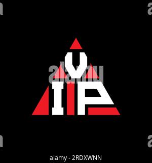 Logo VIP triangolare a lettera con forma triangolare. Monogramma del logo VIP Triangle. Modello di logo vettoriale del triangolo VIP di colore rosso. VIP Triangul Illustrazione Vettoriale