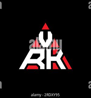 Logo VRK a lettere triangolari con forma triangolare. Monogramma di design con logo triangolare VRK. Modello di logo vettoriale triangolare VRK di colore rosso. VRK triangul Illustrazione Vettoriale