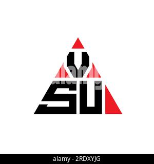 Logo VSU a lettera triangolare con forma triangolare. Monogramma di design con logo triangolare VSU. Modello di logo vettoriale triangolare VSU di colore rosso. VSU triangul Illustrazione Vettoriale