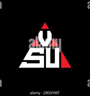 Logo VSU a lettera triangolare con forma triangolare. Monogramma di design con logo triangolare VSU. Modello di logo vettoriale triangolare VSU di colore rosso. VSU triangul Illustrazione Vettoriale