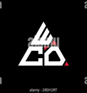 Logo a lettera triangolare WCO con forma triangolare. Monogramma di design con logo triangolare WCO. Modello logo vettoriale triangolare WCO di colore rosso. WCO triangul Illustrazione Vettoriale