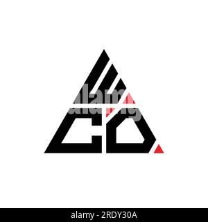 Logo a lettera triangolare WCO con forma triangolare. Monogramma di design con logo triangolare WCO. Modello logo vettoriale triangolare WCO di colore rosso. WCO triangul Illustrazione Vettoriale