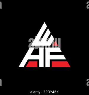 Logo WHF triangolare a lettera con forma triangolare. Monogramma di design con logo triangolare WHF. Modello con logo vettoriale WHF triangolare di colore rosso. WHF triangul Illustrazione Vettoriale