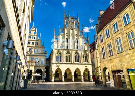 Storico municipio di Muenster - Renania settentrionale-Vestfalia, Germania Foto Stock