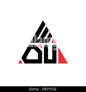 Logo a lettere triangolari WOU con forma a triangolo. Monogramma di design con logo triangolare WOU. Modello con logo vettoriale triangolare WOU DI colore rosso. WOU triangul Illustrazione Vettoriale