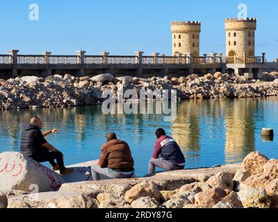 Il porto di Alessandria si trova sulla costa settentrionale del Mediterraneo dell'Egitto, a ovest del delta del Nilo. È una delle porte più antiche della W. Foto Stock