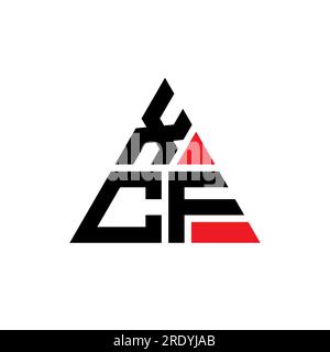 Logo XCF a lettera triangolare con forma a triangolo. Monogramma di design con logo triangolare XCF. Modello con logo vettoriale triangolare XCF di colore rosso. XCF triangul Illustrazione Vettoriale