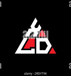 Logo XLD a lettera triangolare con forma triangolare. Monogramma di design con logo a triangolo XLD. Modello di logo vettoriale a triangolo XLD di colore rosso. XLD triangul Illustrazione Vettoriale
