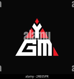 Logo a lettere triangolari YGM con forma triangolare. Monogramma di design con logo triangolare YGM. Modello di logo vettoriale triangolare YGM di colore rosso. YGM triangul Illustrazione Vettoriale