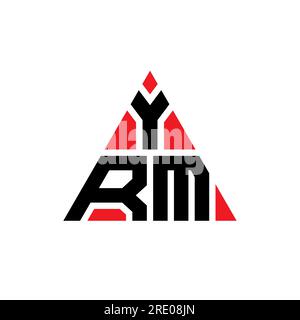 Logo YRM a lettera triangolare con forma triangolare. Monogramma di design con logo triangolare YRM. Modello di logo vettoriale a triangolo YRM di colore rosso. YRM triangul Illustrazione Vettoriale