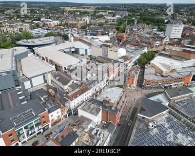 Centro di Chelmsford, Essex UK, vista aerea droni Foto Stock