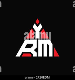 Logo YRM a lettera triangolare con forma triangolare. Monogramma di design con logo triangolare YRM. Modello di logo vettoriale a triangolo YRM di colore rosso. YRM triangul Illustrazione Vettoriale