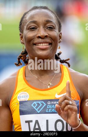 Londra, Regno Unito. 23 luglio 2023. TA LOU, Marie-Josée CIV vince i 100m Women alla Diamond League Athletics al London Stadium, Queen Elizabeth Olympic Park, Londra, Inghilterra il 23 luglio 2023. Foto di Phil Hutchinson. Solo per uso editoriale, licenza necessaria per uso commerciale. Nessun utilizzo in scommesse, giochi o pubblicazioni di un singolo club/campionato/giocatore. Credito: UK Sports Pics Ltd/Alamy Live News Foto Stock