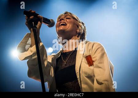 Copenhagen, Danimarca. 18 giugno 2023. La cantante, cantautrice e musicista americana Maggie Rogers esegue un concerto dal vivo al VEGA di Copenaghen. (Foto: Gonzales Photo - Thomas Rasmussen Foto Stock