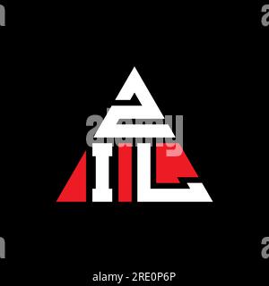 Logo ZIL a lettere triangolari con forma triangolare. Monogramma con logo triangolare ZIL. Modello di logo vettoriale triangolare ZIL di colore rosso. ZIL triangul Illustrazione Vettoriale
