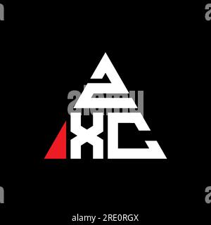 Logo ZXC a lettera triangolare con forma triangolare. Monogramma di design con logo triangolare ZXC. Modello di logo vettoriale a triangolo ZXC di colore rosso. ZXC triangul Illustrazione Vettoriale