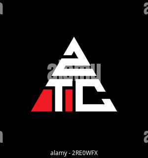 Logo ZTC triangolare a lettera con forma triangolare. Monogramma di design con logo triangolare ZTC. Modello di logo vettoriale a triangolo ZTC di colore rosso. ZTC triangul Illustrazione Vettoriale