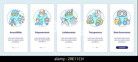 Concetto di democratizzazione dei dati con icone a linee sottili Illustrazione Vettoriale