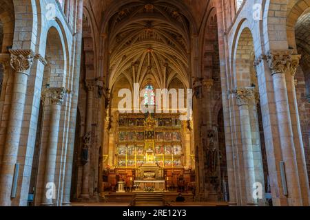 La basilica romanica di San Isidoro fu dedicata nel 1149 alla presenza del re Alfonso VII e di diversi vescovi tra cui l'arcivescovo di Sant'Isidoro Foto Stock