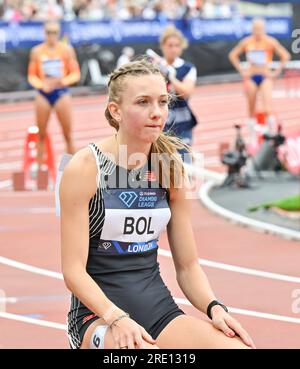 Londra, Regno Unito. 23 luglio 2023. London Stadium, Queen Elizabeth Park, Londra, Regno Unito il 23 luglio 2023. Femke BOL (Paesi Bassi) durante il Wanda Diamond League London Athletics Meet al London Stadium, Queen Elizabeth Park, Londra, Regno Unito il 23 luglio 2023. Foto: Francis Knight/Alamy Live News Foto Stock