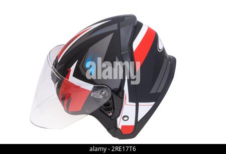 Motociclo casco isolati su sfondo bianco Foto Stock