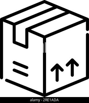 Pacco contrassegnato come fragile. Scatola di consegna. Pixel Perfect, tratto modificabile Illustrazione Vettoriale