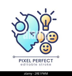 L'intelligenza artificiale comprende l'icona del gradiente di colore pixel Perfect emotions Illustrazione Vettoriale