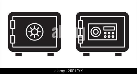 Set di icone Safe Box dal design semplice. Illustrazione Vettoriale