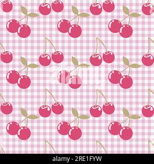MOTIVO SENZA CUCITURE CHERRY FRUIT PER TESSUTI E TESSUTI E PUÒ ESSERE UTILIZZATO IN QUALSIASI CAMPO DI ABBIGLIAMENTO PER BAMBINI Illustrazione Vettoriale