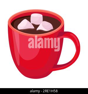 Una tazza di cioccolata calda con marshmallow. Illustrazione vettoriale Illustrazione Vettoriale