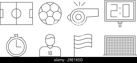 Set di icone della linea calcio Illustrazione Vettoriale