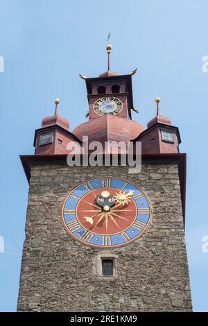 L'orologio del municipio di Lucerna, Svizzera, Europa Foto Stock