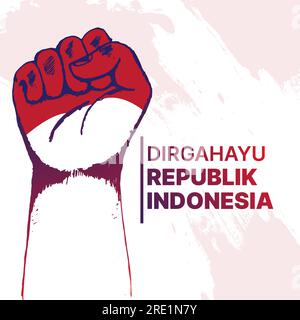 Illustrazione a mano del giorno dell'indipendenza indonesiana. progettazione vettoriale Illustrazione Vettoriale