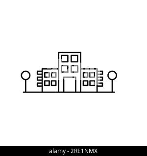 Stile linea vettoriale icona edificio ufficio. Tratto modificabile Illustrazione Vettoriale