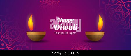 sfondo banner happy diwali. festival delle luci, design banner. illustrazione vettoriale Illustrazione Vettoriale