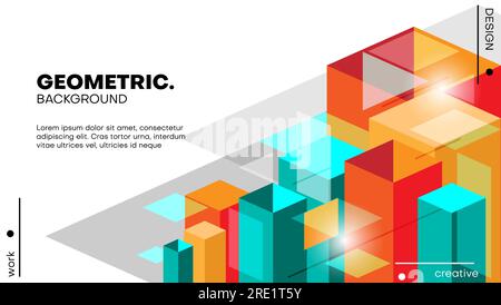 sfondo geometrico astratto con colori per l'uso nella progettazione di banner, presentazioni, poster, ecc. illustrazione vettoriale Illustrazione Vettoriale