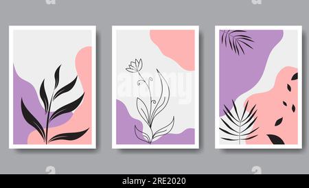 set decorativo con pareti botaniche. illustrazione vettoriale Illustrazione Vettoriale