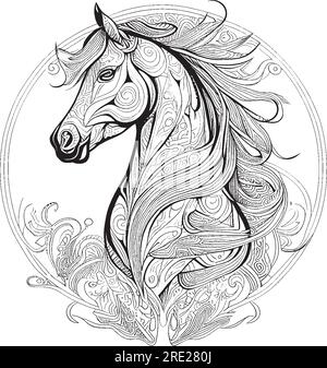 Horse Mandala coloring pagine per adulti Immagine e Vettoriale - Alamy