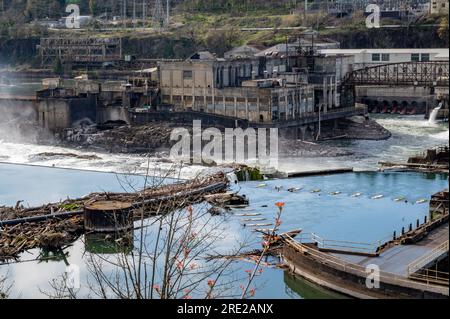 Oregon City è una gemma del Pacifico nord-occidentale famosa per essere la fine dell'Oregon Trail e la prima città dell'Oregon. Foto Stock