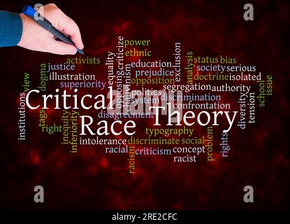 Word Cloud con Critical Race Theory Concept crea solo con testo. Foto Stock