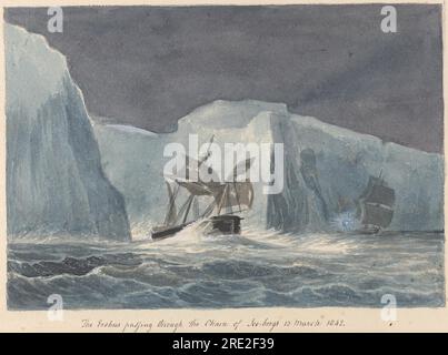 L'Erebus passa attraverso la catena degli Iceberg di Charles Hamilton Smith Foto Stock