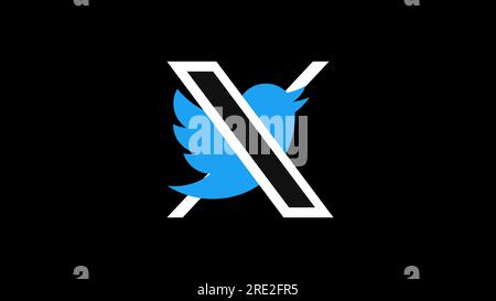 Nuovo logo Twitter X. Twitter ha cambiato il logo dell'applicazione con X. Twitter News. X nuovi social media. Foto Stock
