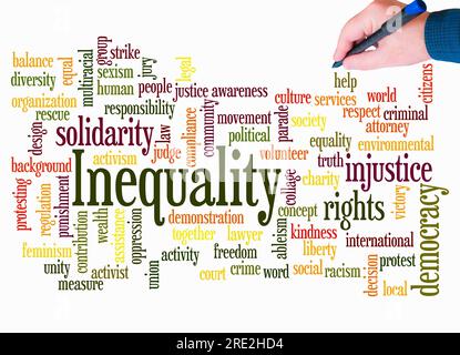 Word Cloud con concetto di DISUGUAGLIANZA crea solo con testo. Foto Stock