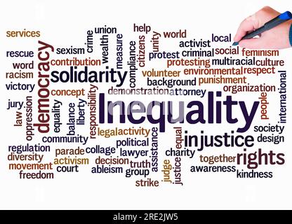 Word Cloud con concetto di DISUGUAGLIANZA crea solo con testo. Foto Stock