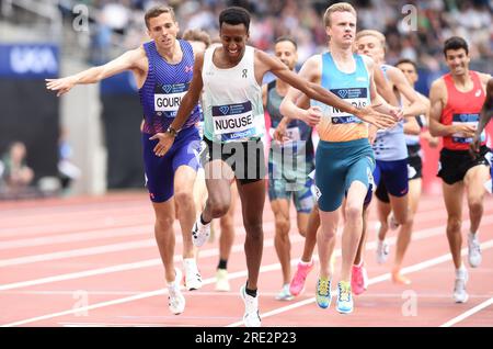 Yared Nuguse (USA) vince i 1.500 m nelle 3:30,44 durante il London Athletics Meeting, domenica 23 luglio 2023, a Londra, Regno Unito. (Jiro Mochizuki/immagine dello sport) Foto Stock