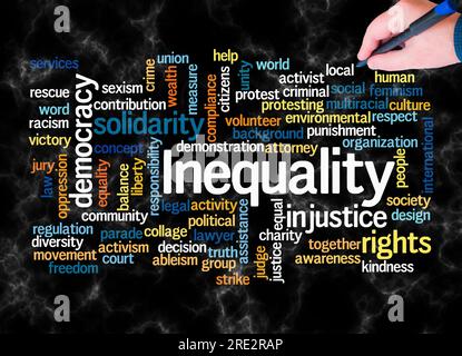 Word Cloud con concetto di DISUGUAGLIANZA crea solo con testo. Foto Stock
